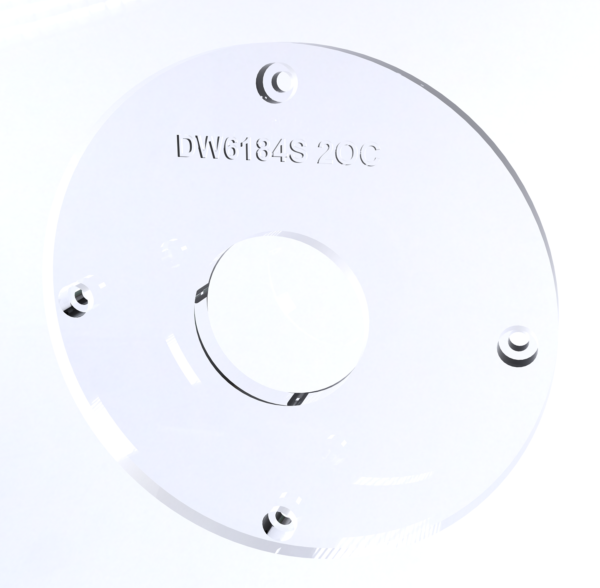 3/8″ Thick 6″ Circle baseplate upgrade with 2″ opening for for Dewalt 6184 fixed base - Image 2