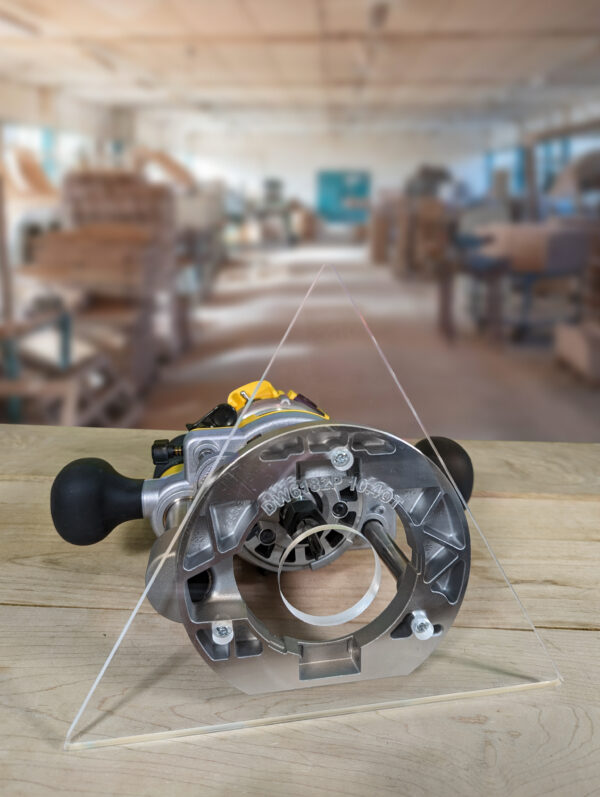 3/8″ Thick 10.4" Triangle baseplate upgrade with 2" opening for Dewalt 6182 plunge base - Image 3