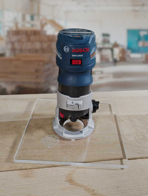 3/8″ Thick 9" square baseplate upgrade with a 2" opening for Bosch GKF125CEN Colt 1.25 HP fixed base - Image 4
