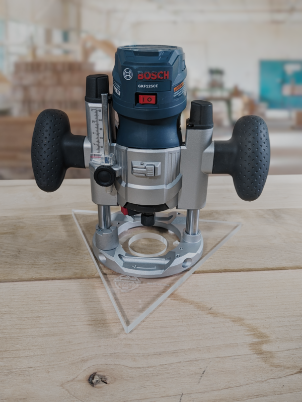 3/8″ Thick 10" Triangle baseplate upgrade with 2" opening for Bosch Colt 1.25 HP Pr111 (GKF125CE) plunge base - Image 3