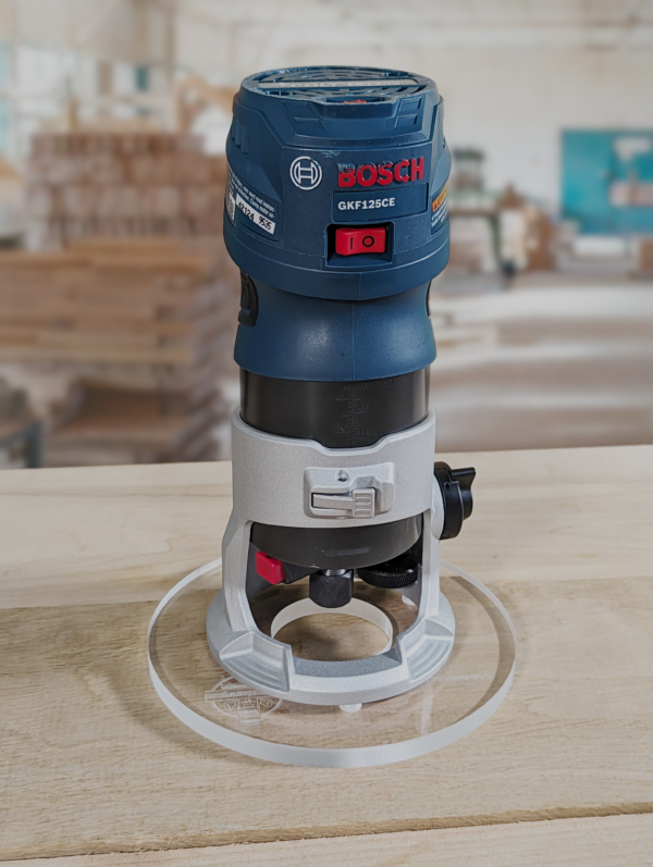3/8″ Thick 6" circle baseplate upgrade with a 2" opening for Bosch GKF125CEN Colt 1.25 HP fixed base - Image 4