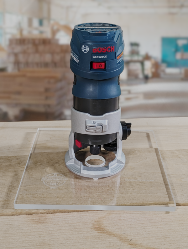 3/8″ Thick 9" square baseplate upgrade with bushing compatibility for Bosch GKF125CEN Colt 1.25 HP fixed base - Image 3