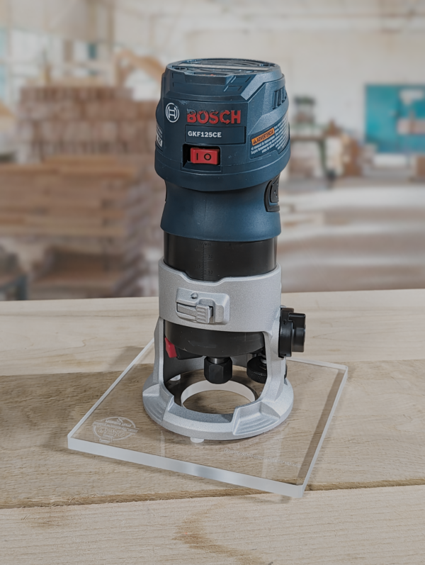 3/8″ Thick 6" square baseplate upgrade with a 2" opening for Bosch GKF125CEN Colt 1.25 HP fixed base - Image 2