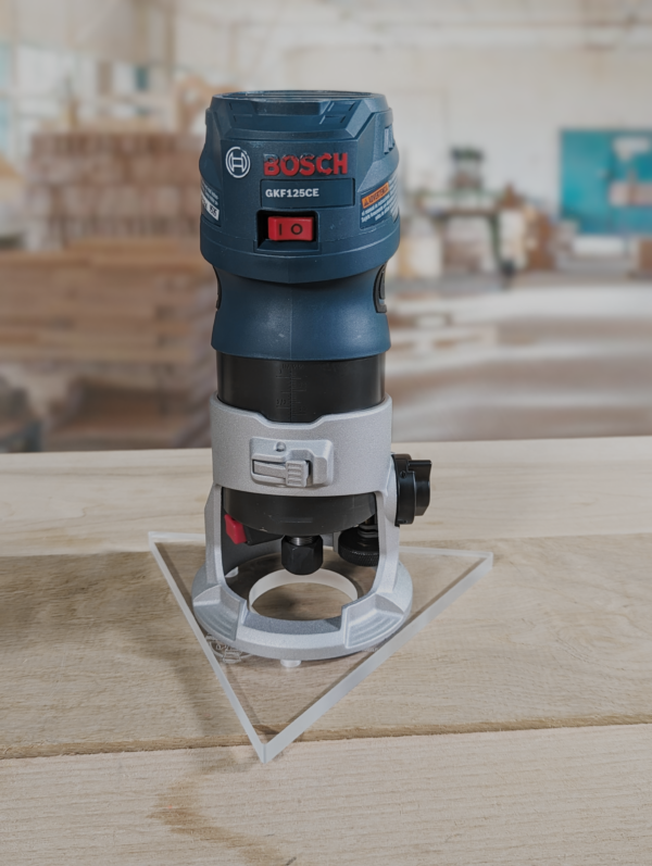 3/8″ Thick 7.15" triangle baseplate upgrade with a 2" opening for Bosch GKF125CEN Colt 1.25 HP fixed base - Image 2