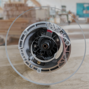 3/8″ Thick 6" circle baseplate upgrade with a 2" opening for Bosch GKF125CEN Colt 1.25 HP fixed base
