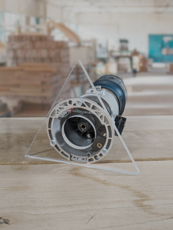 3/8″ Thick 7.15" triangle baseplate upgrade with a 2" opening for Bosch GKF125CEN Colt 1.25 HP fixed base - Image 3