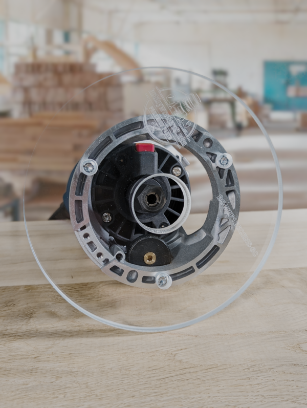 3/8″ Thick 6" circle baseplate upgrade with bushing compatibility for Bosch GKF125CEN Colt 1.25 HP fixed base