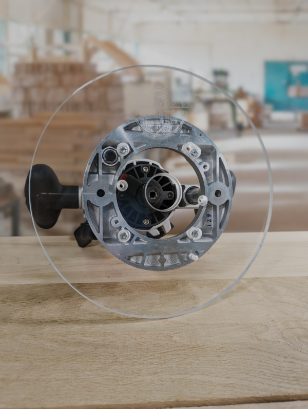 3/8″ Thick 9" Circle baseplate upgrade with bushing compatibility for Bosch Colt 1.25 HP Pr111 (GKF125CE) plunge base