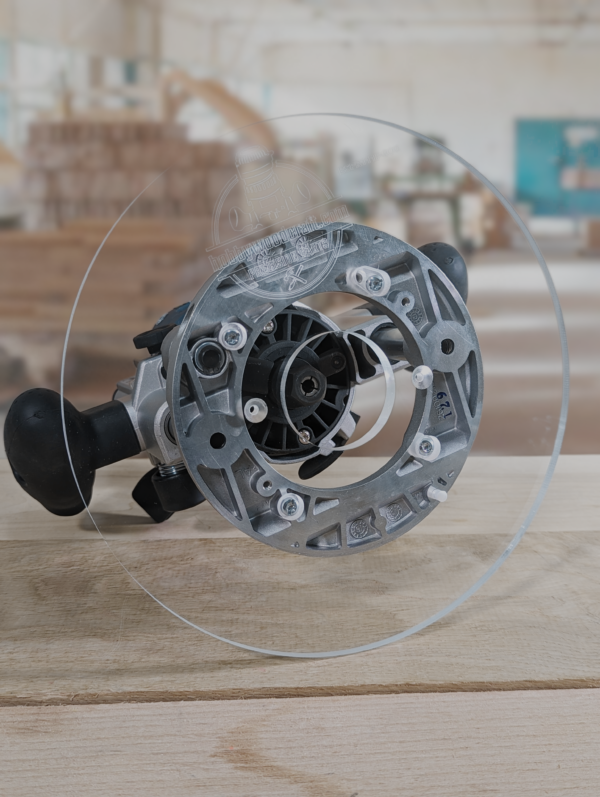 3/8″ Thick 9" Circle baseplate upgrade with 2" opening for Bosch Colt 1.25 HP Pr111 (GKF125CE) plunge base - Image 4