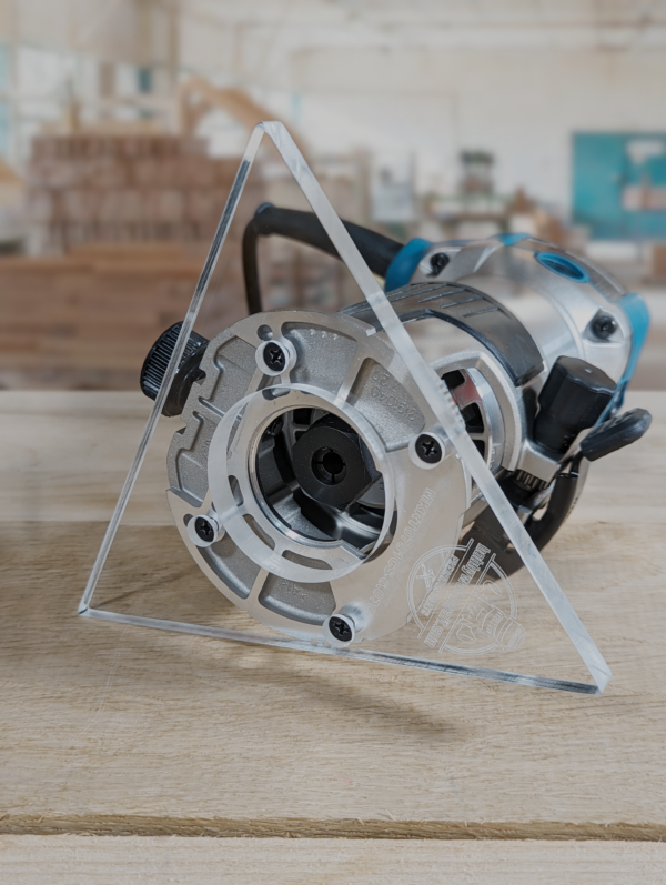 3/8″ Thick 6.07" triangle baseplate upgrade with a 2" opening for Makita RT0701C fixed base - Image 2