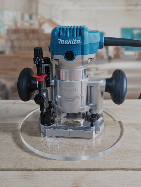 3/8″ Thick 9" circle baseplate upgrade with a 2" opening for Makita 196094-2 plunge base - Image 3