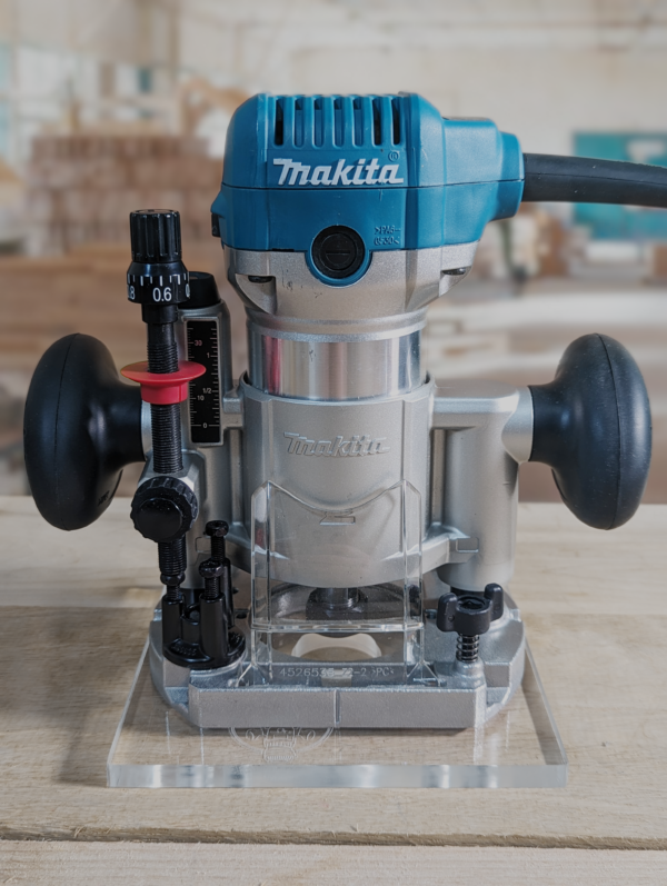 3/8″ Thick 6" square baseplate upgrade with bushing compatibility for Makita 196094-2 plunge base - Image 3