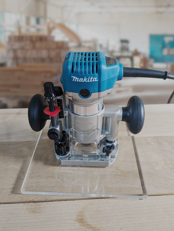3/8″ Thick 9" square baseplate upgrade with a 2" opening for Makita 196094-2 plunge base - Image 3