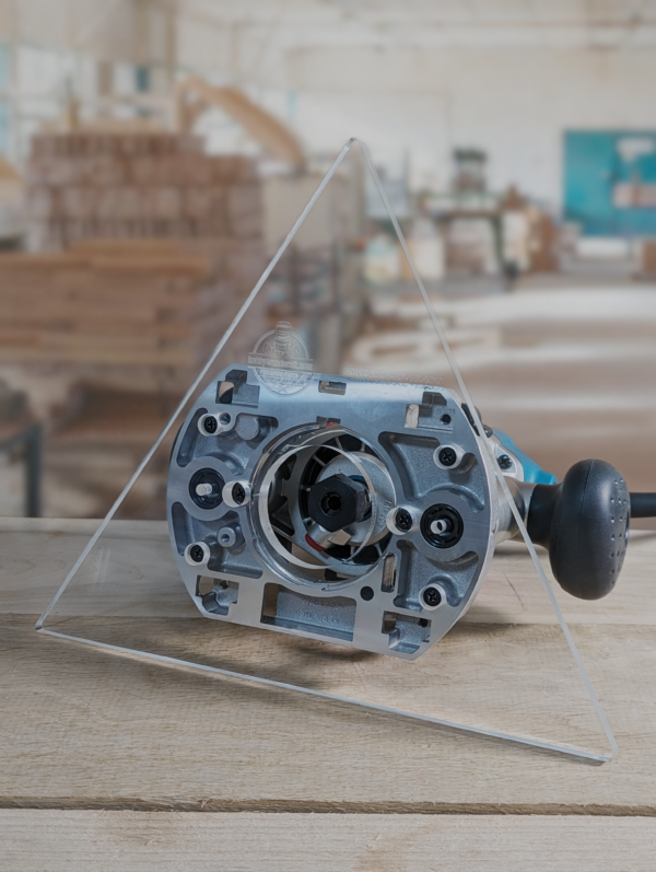 3/8″ Thick 10.4" triangle baseplate upgrade with a 2" opening for Makita 196094-2 plunge base - Image 2