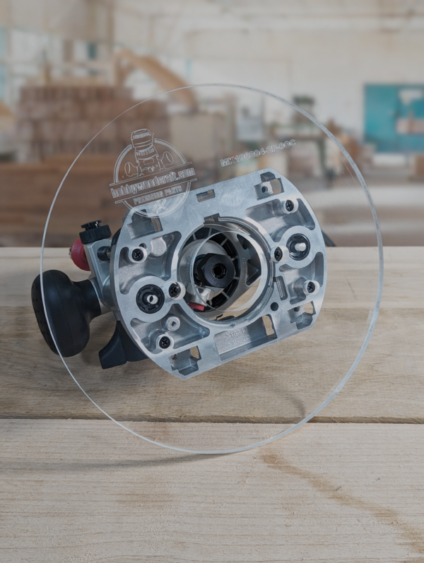 3/8″ Thick 9" circle baseplate upgrade with a 2" opening for Makita 196094-2 plunge base