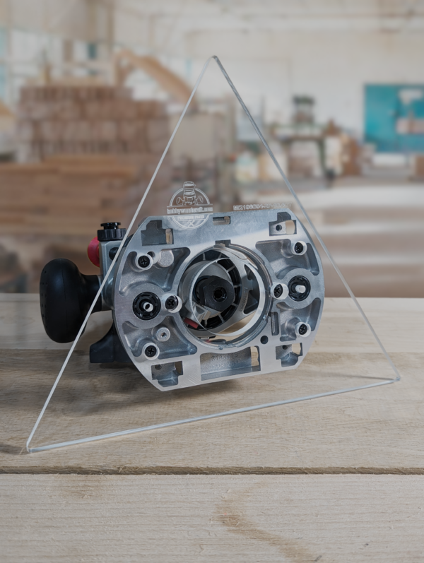 3/8″ Thick 10.4" triangle baseplate upgrade with a 2" opening for Makita 196094-2 plunge base