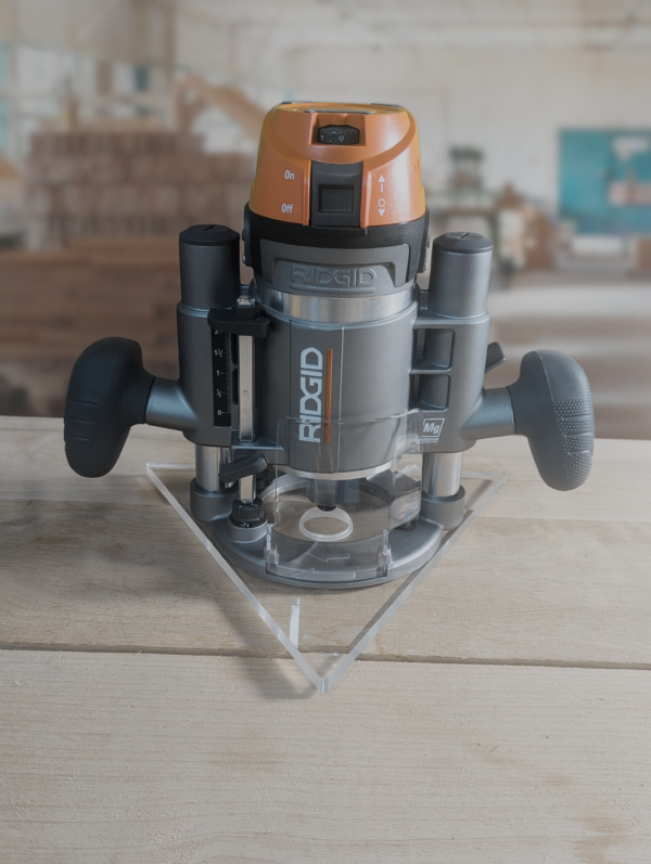 3/8″ Thick 10.4" Triangle baseplate upgrade with bushing compatibility for Ridgid R29202 plunge base - Image 3