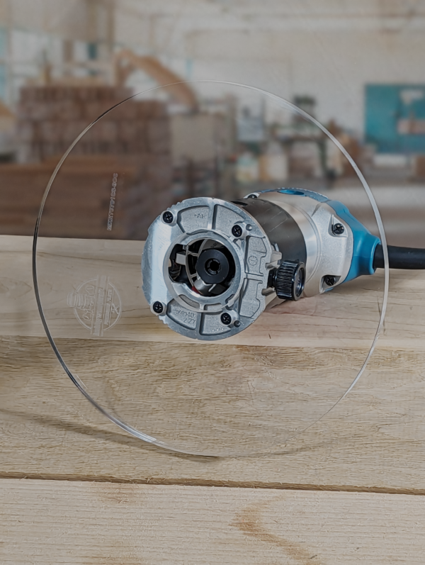 3/8″ Thick 9" Circle baseplate with a 2" opening for Ridgid R29202 plunge base - Image 2