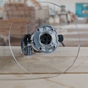 3/8″ Thick 9" Circle baseplate with a 2" opening for Ridgid R29202 plunge base