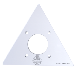 3/8″ Thick 7" triangle baseplate upgrade with a 2" opening for Ryobi PCL424/P601 and Ridgid R860443 fixed base