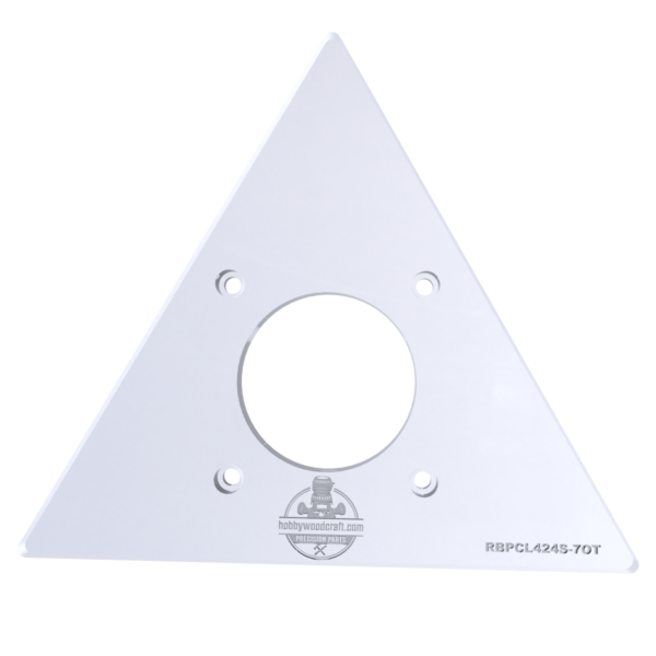 3/8″ Thick 7" triangle baseplate upgrade with a 2" opening for Ryobi PCL424/P601 and Ridgid R860443 fixed base