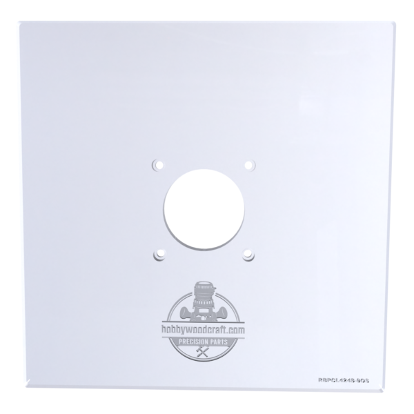 3/8″ Thick 9" square baseplate upgrade with a 2" opening for Ryobi PCL424/P601 and Ridgid R860443 fixed base