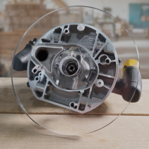 3/8″ Thick 9" circle baseplate upgrade with bushing compatibility for Dewalt DCW620B plunge base