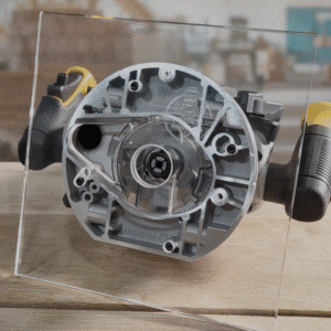 3/8″ Thick 9" square baseplate upgrade with bushing compatibility for Dewalt DCW620B plunge base