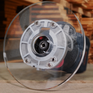 3/8″ Thick 6" Circle baseplate upgrade with bushing compatibility for Bosch BSGKF18V-25N fixed base router.