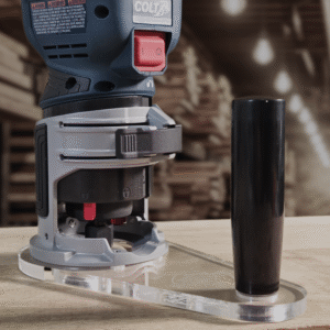 3/8″ Thick 4" x 8" circle with a handle baseplate upgrade with bushing compatibility for Bosch BSGKF18V-25N fixed base router.