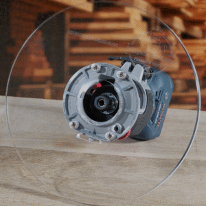 3/8″ Thick 9" circle baseplate upgrade with a 2" opening for Bosch BSGKF18V-25N fixed base router.