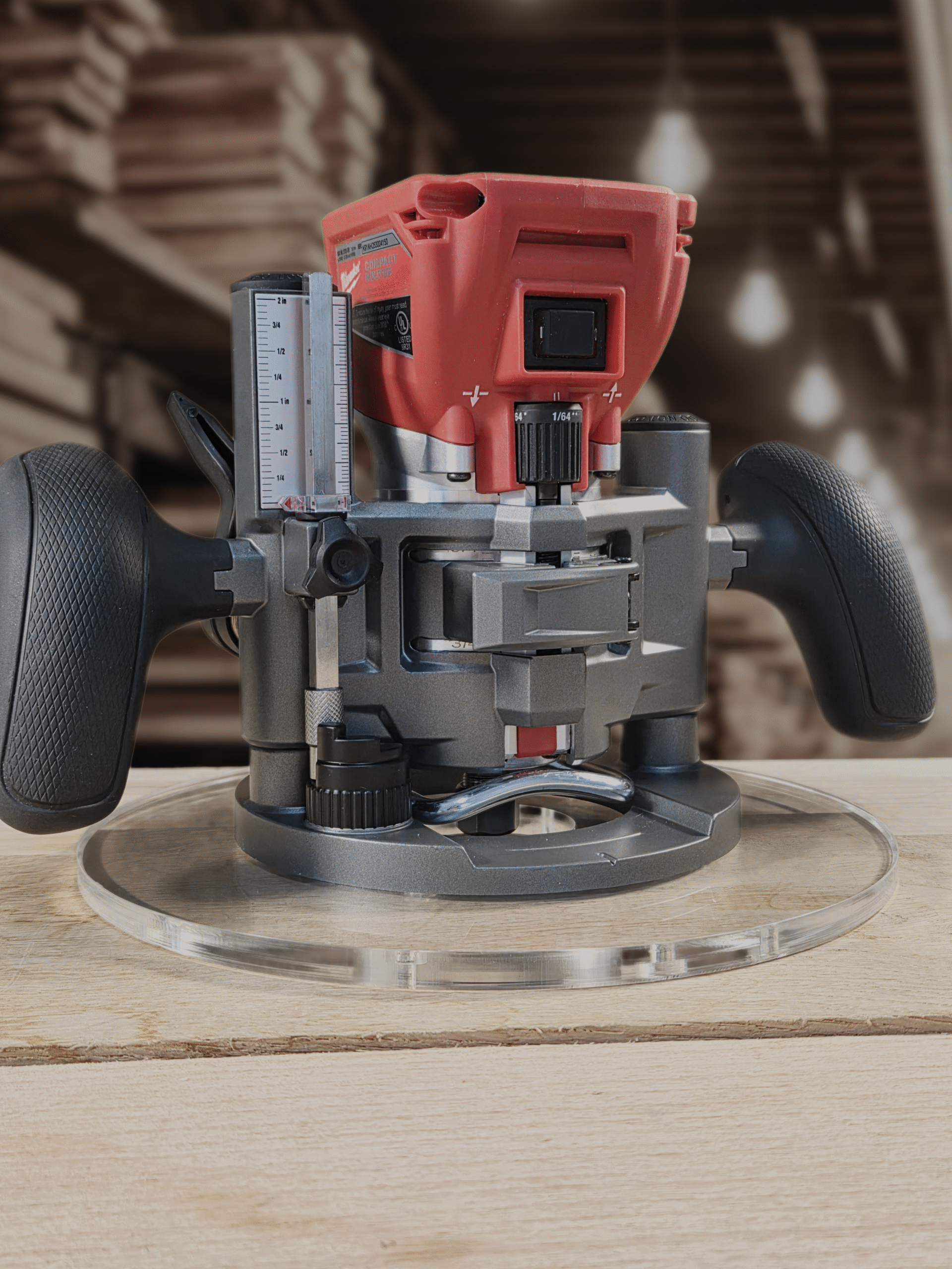 3/8″ Thick 9" circle baseplate upgrade with a 2" opening for Milwaukee 48-10-5601 plunge base. - Image 3