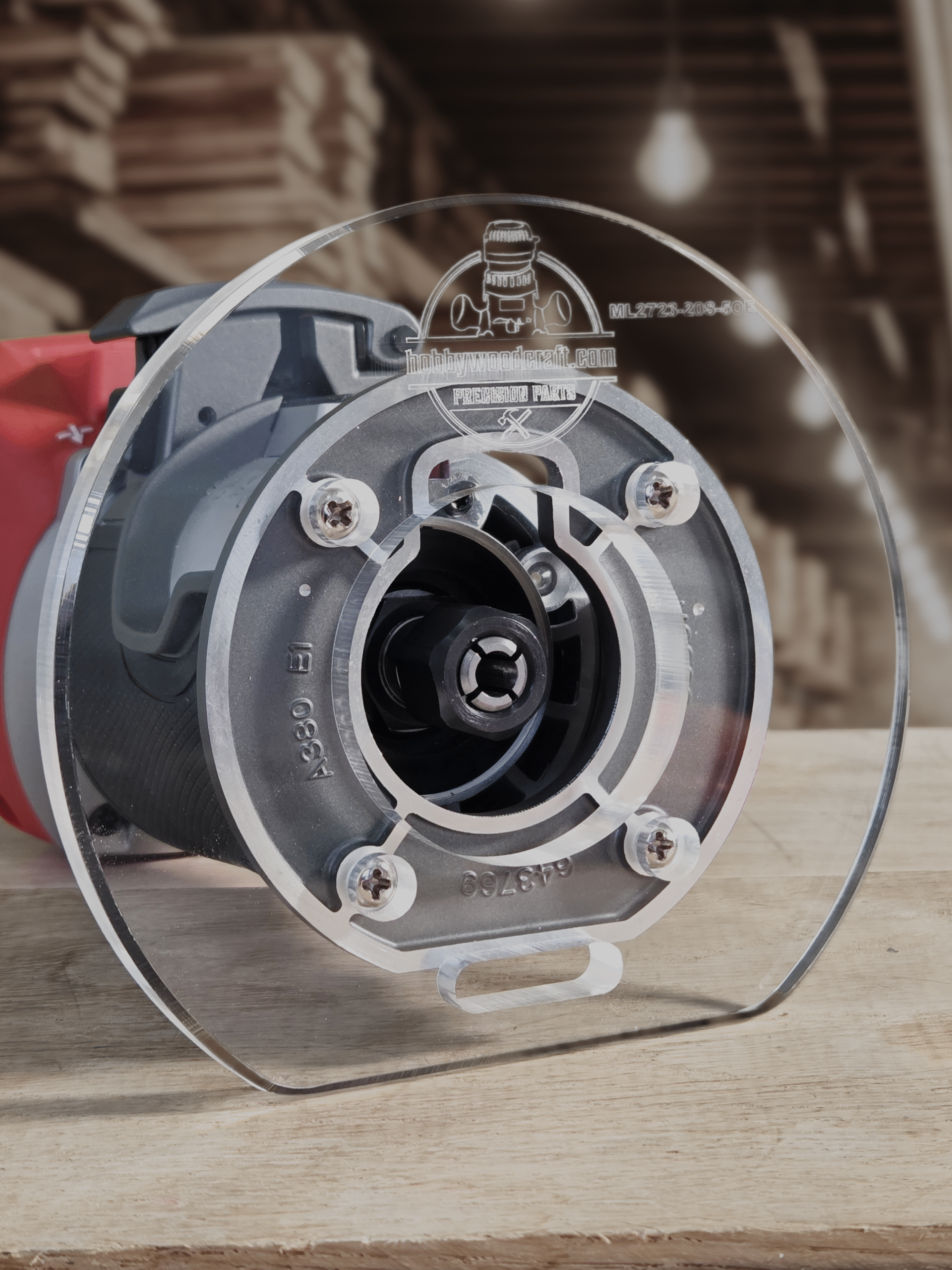 3/8″ Thick 5" baseplate upgrade with and edge and 2" opening for Milwaukee M18 2723-20 fixed base router. - Image 2