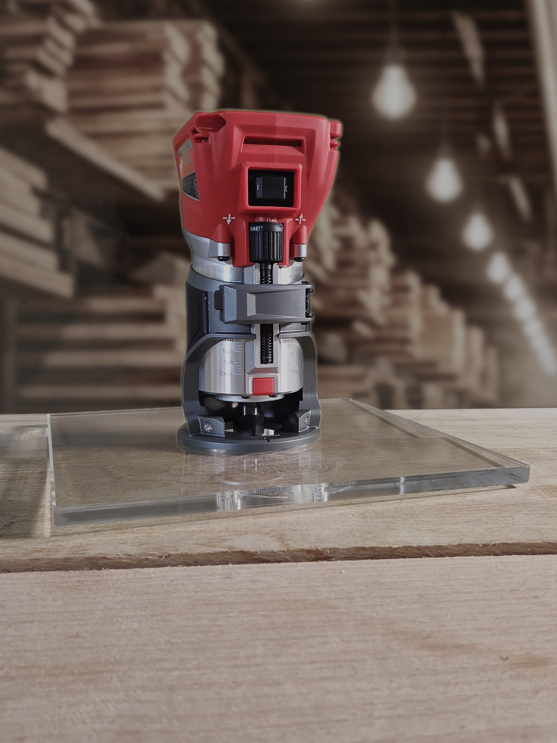 3/8″ Thick 9" Square baseplate upgrade with a 2" opening for Milwaukee M18 2723-20 fixed base router. - Image 3