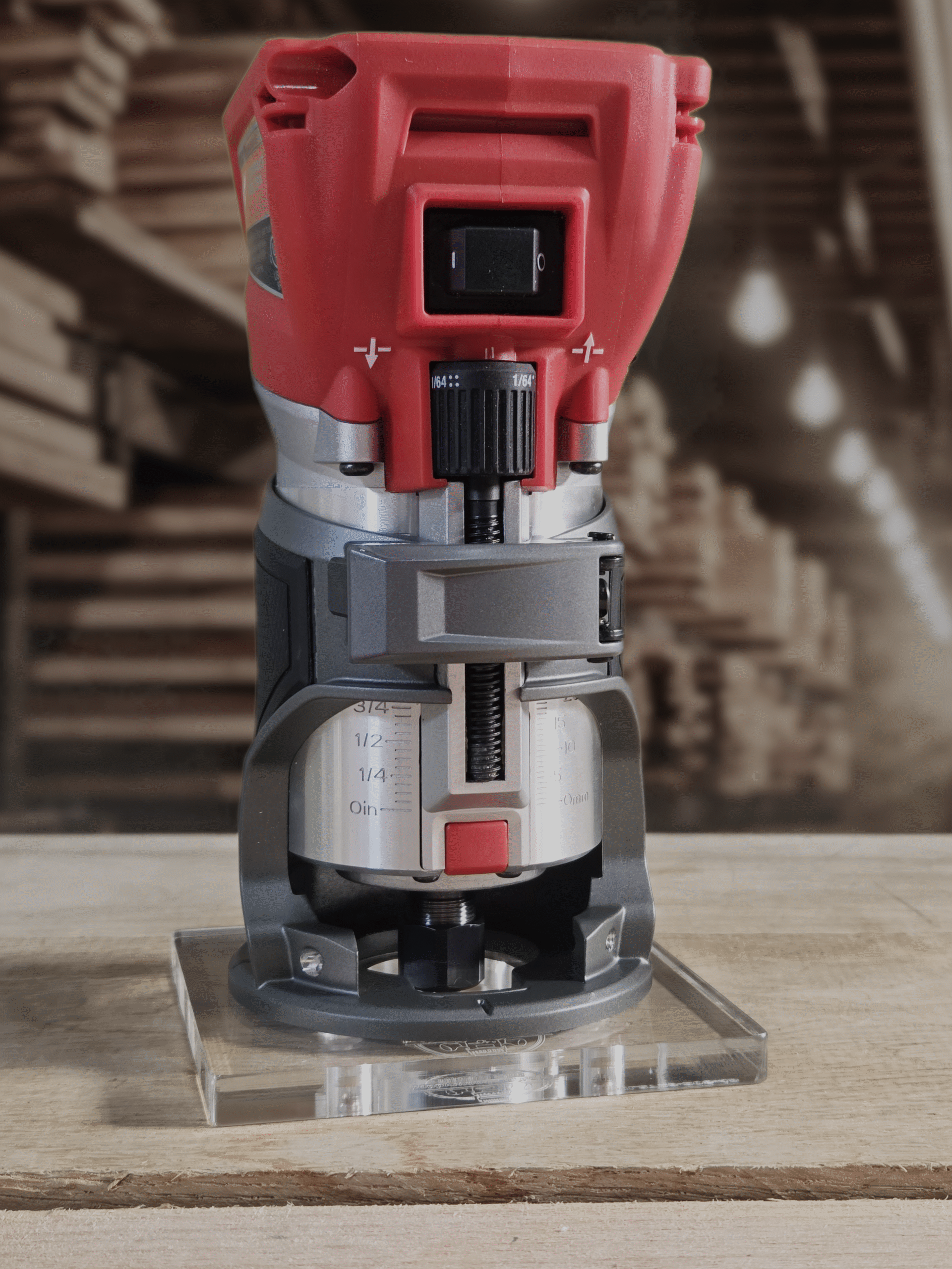 3/8″ Thick 4" square baseplate upgrade with bushing compatibility for Milwaukee M18 2723-20 fixed base router. - Image 3