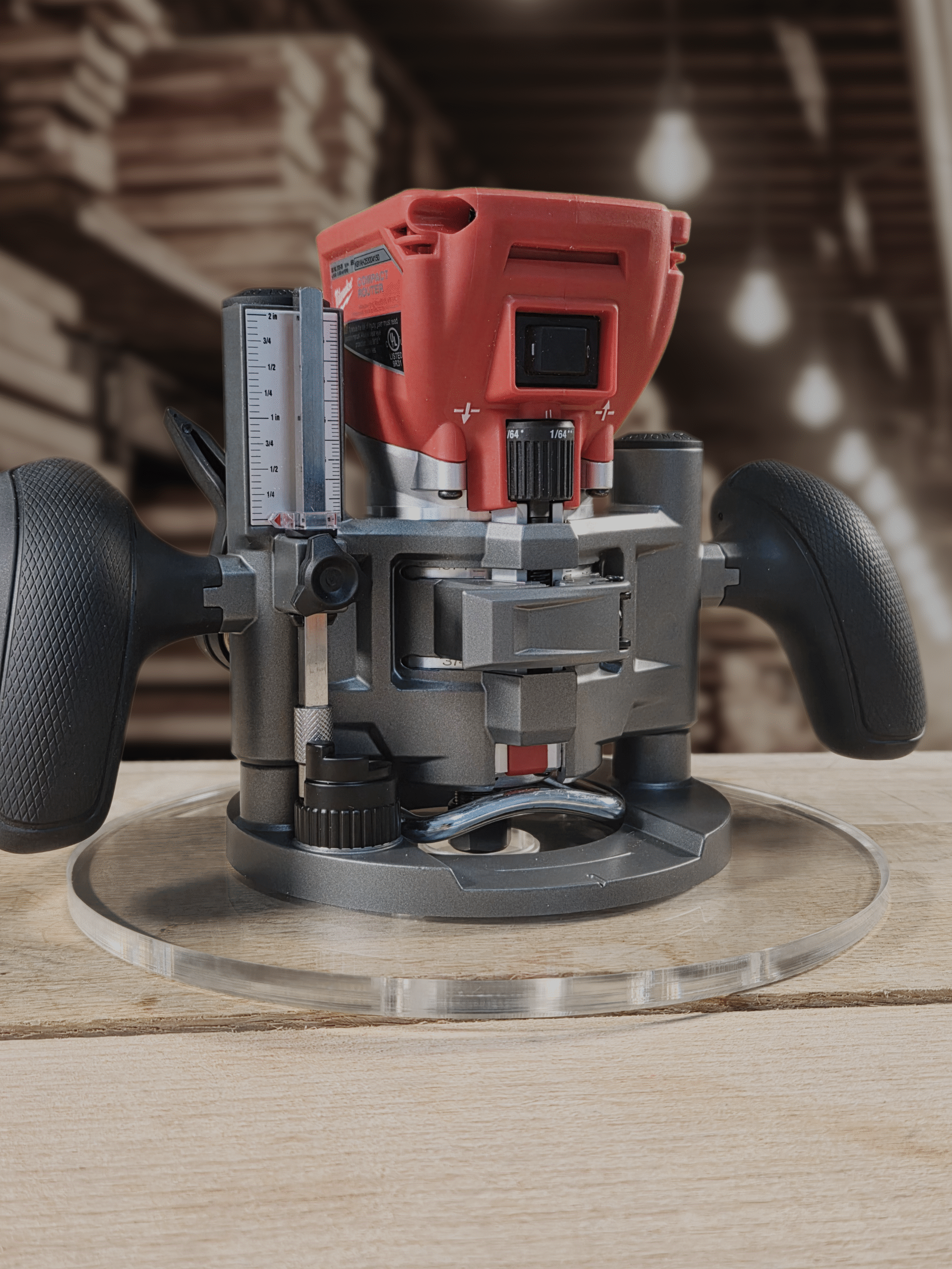 3/8″ Thick 9" circle baseplate upgrade with bushing compatibility for Milwaukee 48-10-5601 plunge base. - Image 3