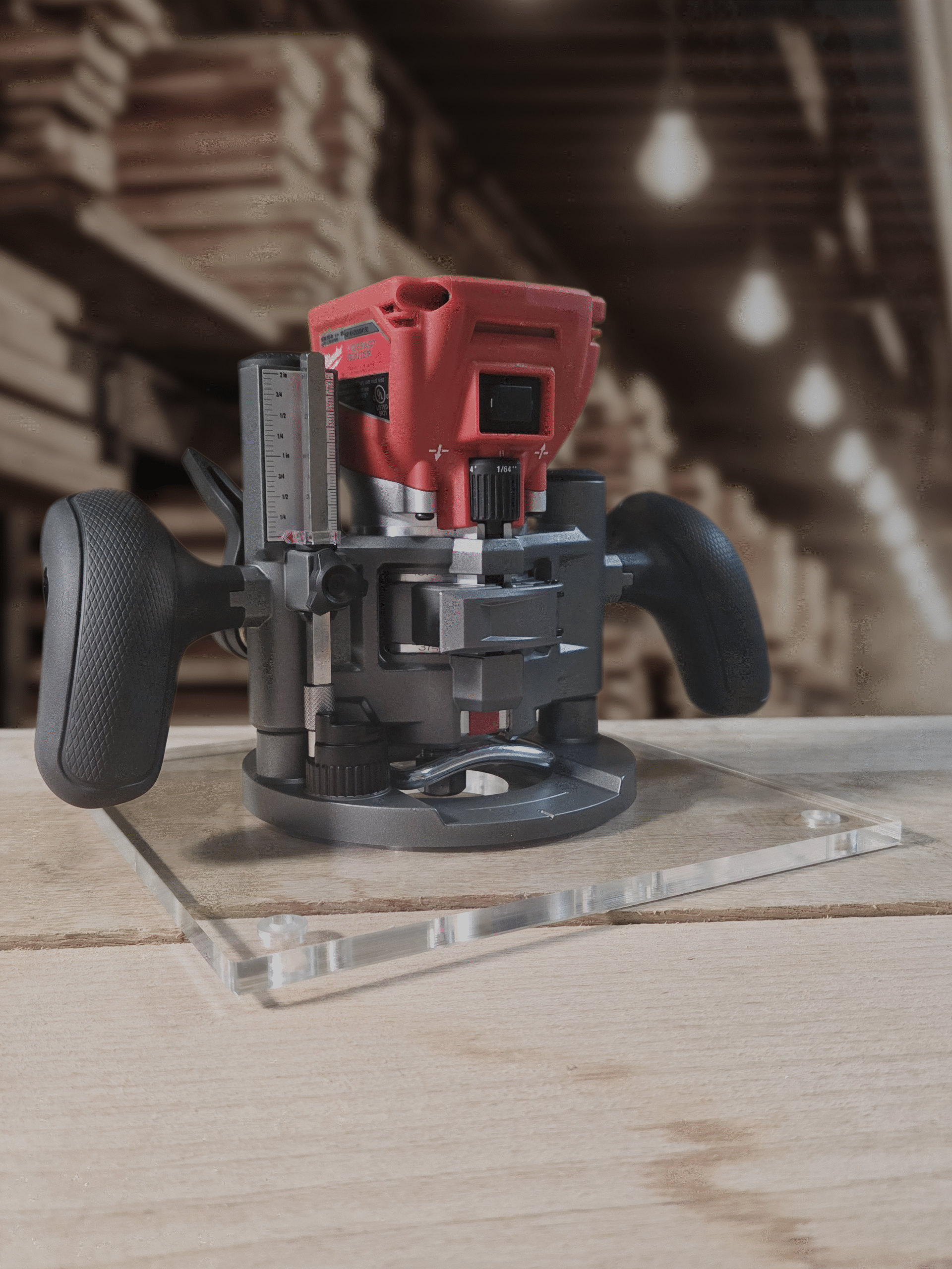 3/8″ Thick 9" square baseplate upgrade a 2" opening for Milwaukee 48-10-5601 plunge base. - Image 3