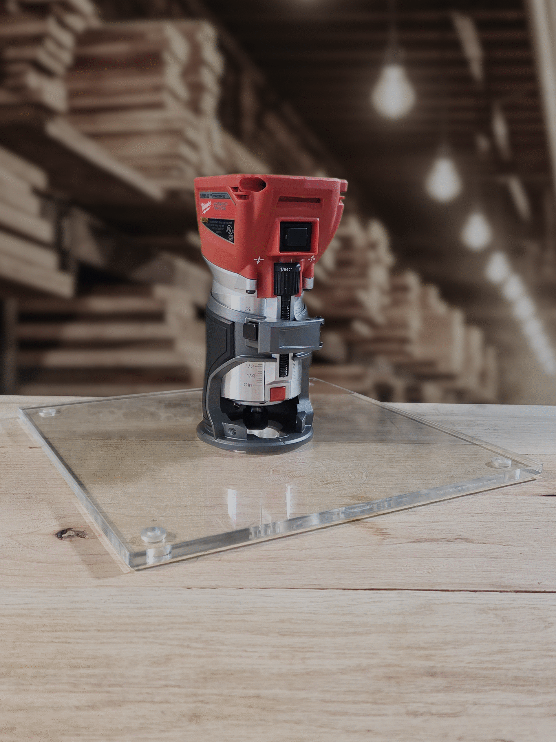 3/8″ Thick 11" Square baseplate upgrade with bushing compatibility for Milwaukee M18 2723-20 fixed base router. - Image 3