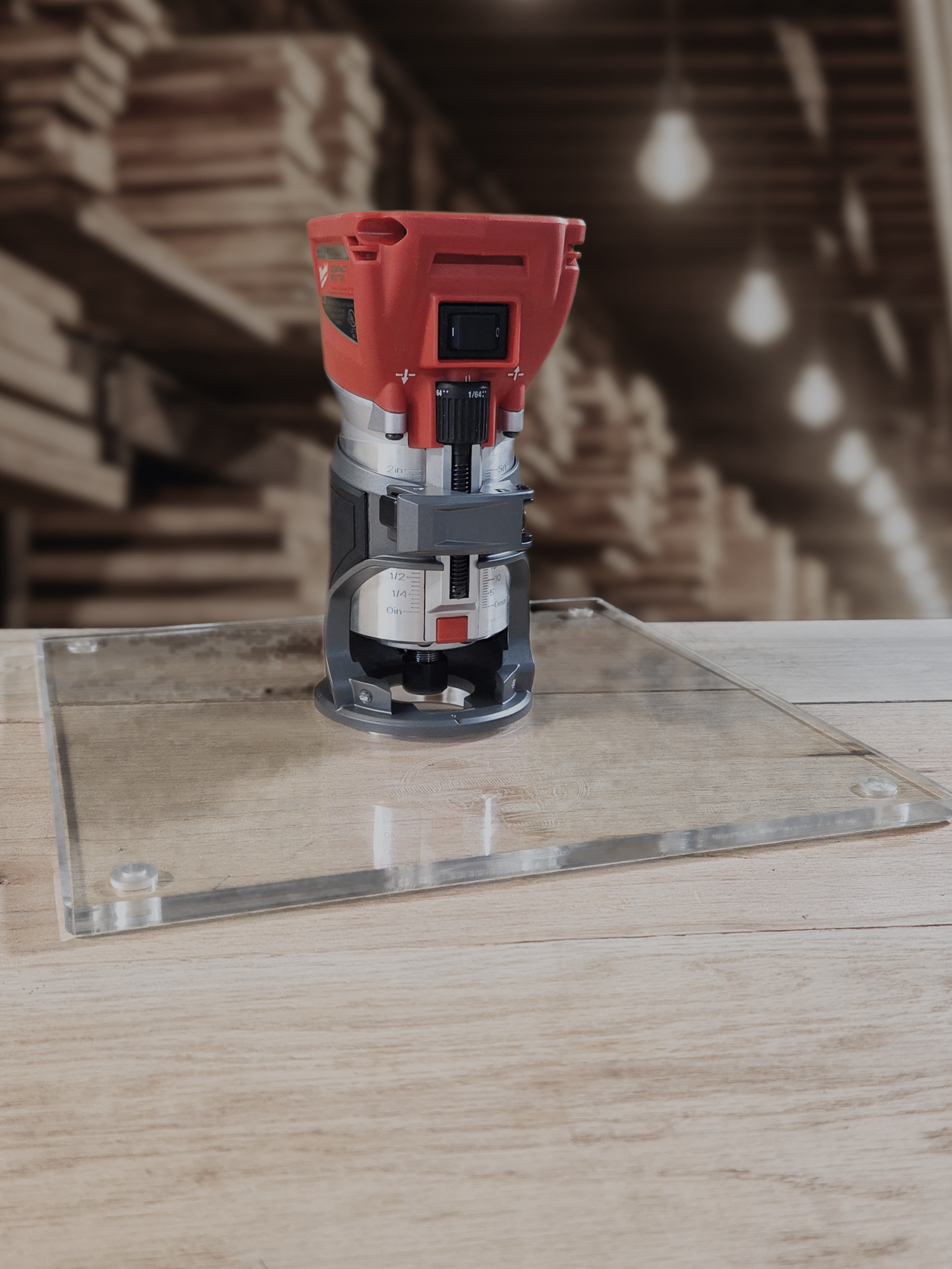 3/8″ Thick 11" Square baseplate upgrade with a 2" opening for Milwaukee M18 2723-20 fixed base router. - Image 3