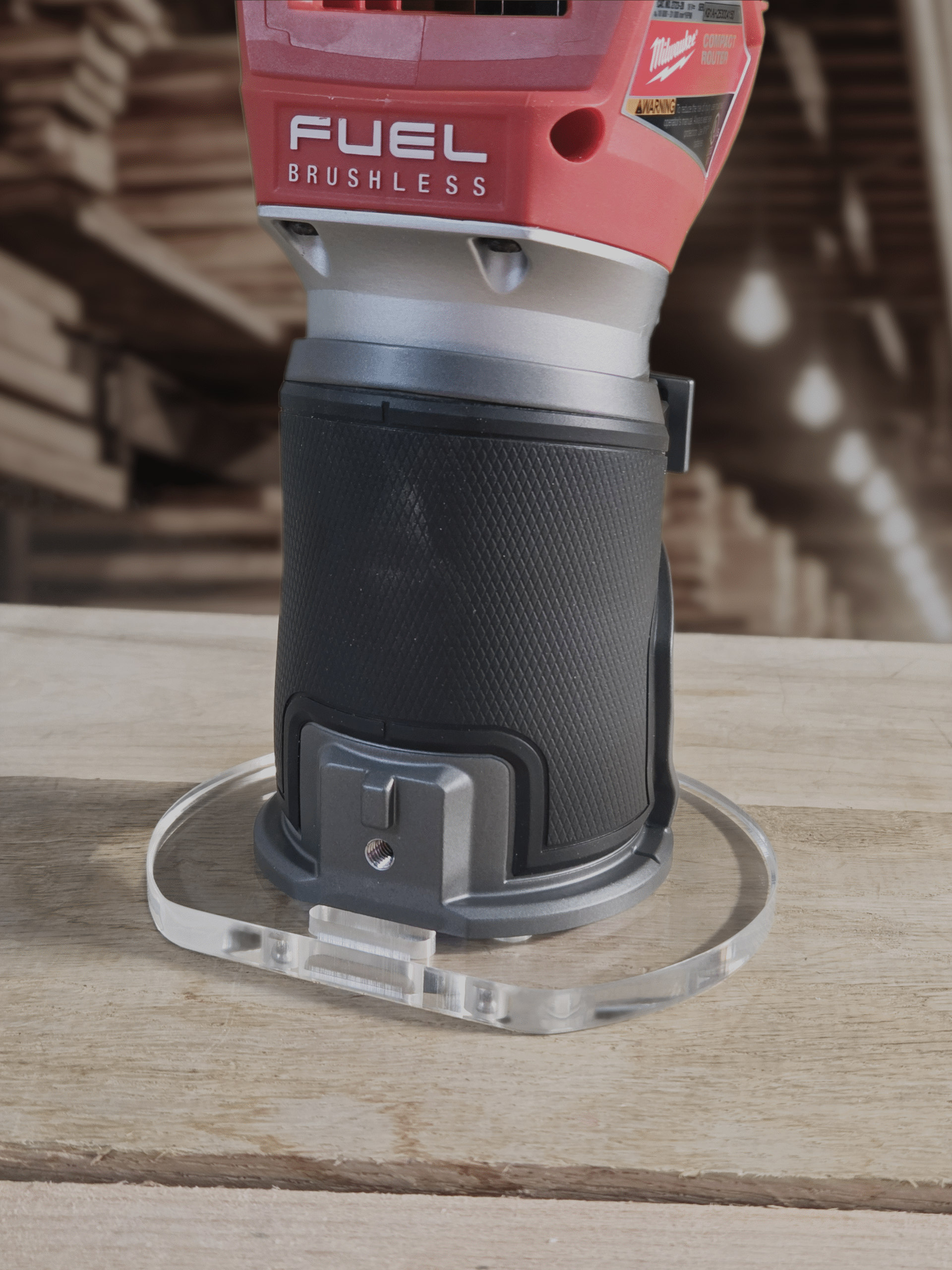 3/8″ Thick 5" baseplate upgrade with and edge and bushing compatibility for Milwaukee M18 2723-20 fixed base router. - Image 3