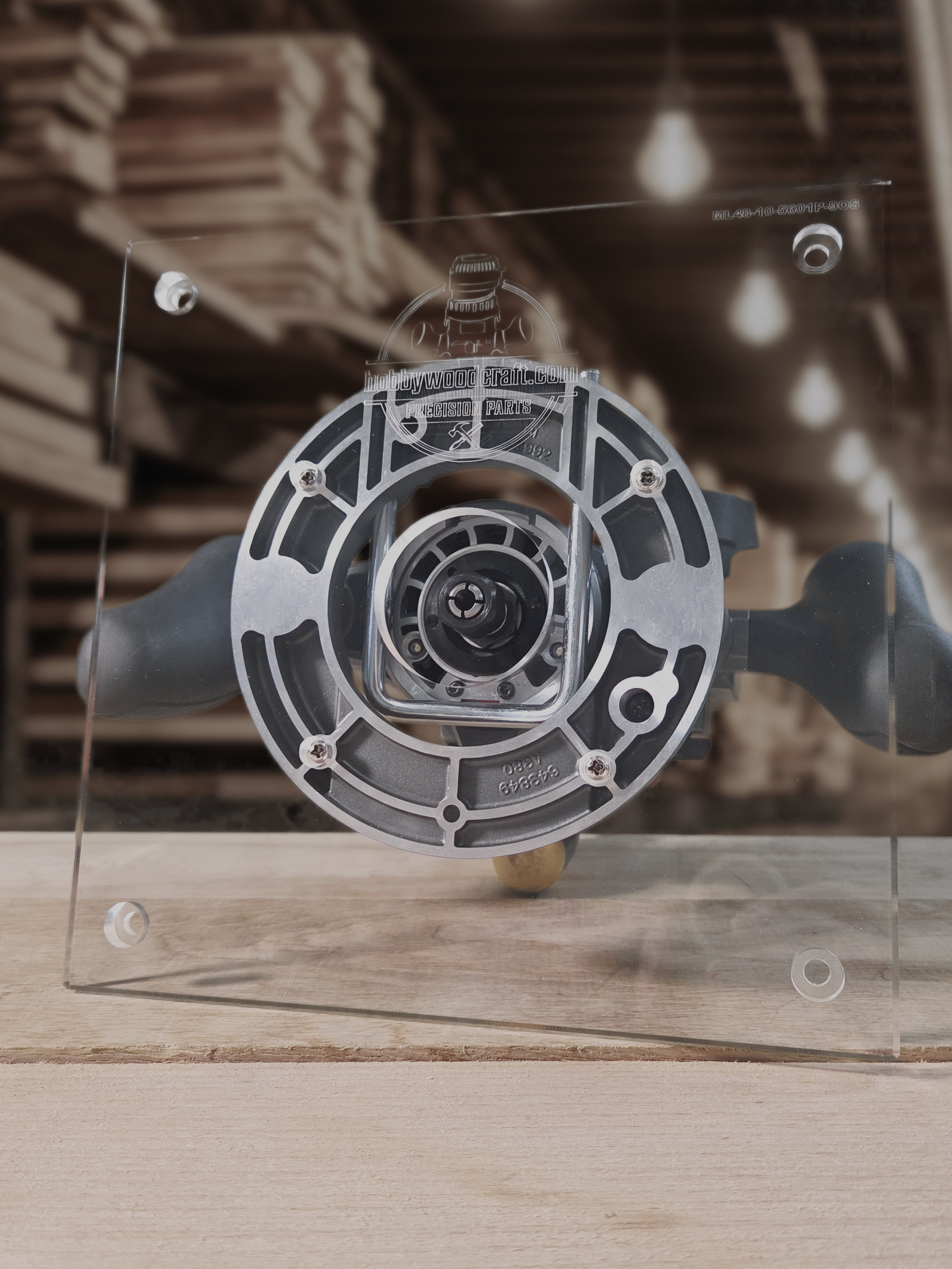 3/8″ Thick 9" square baseplate upgrade a 2" opening for Milwaukee 48-10-5601 plunge base.