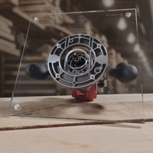 3/8″ Thick 11" square baseplate upgrade with a 2" opening for Milwaukee 48-10-5601 plunge base.