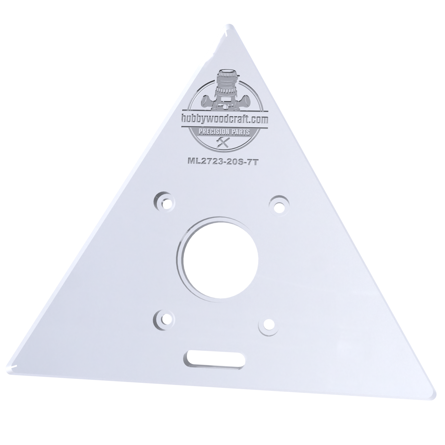 3/8″ Thick 7" Triangle baseplate upgrade with bushing compatibility for Milwaukee M18 2723-20 fixed base router. - Image 4