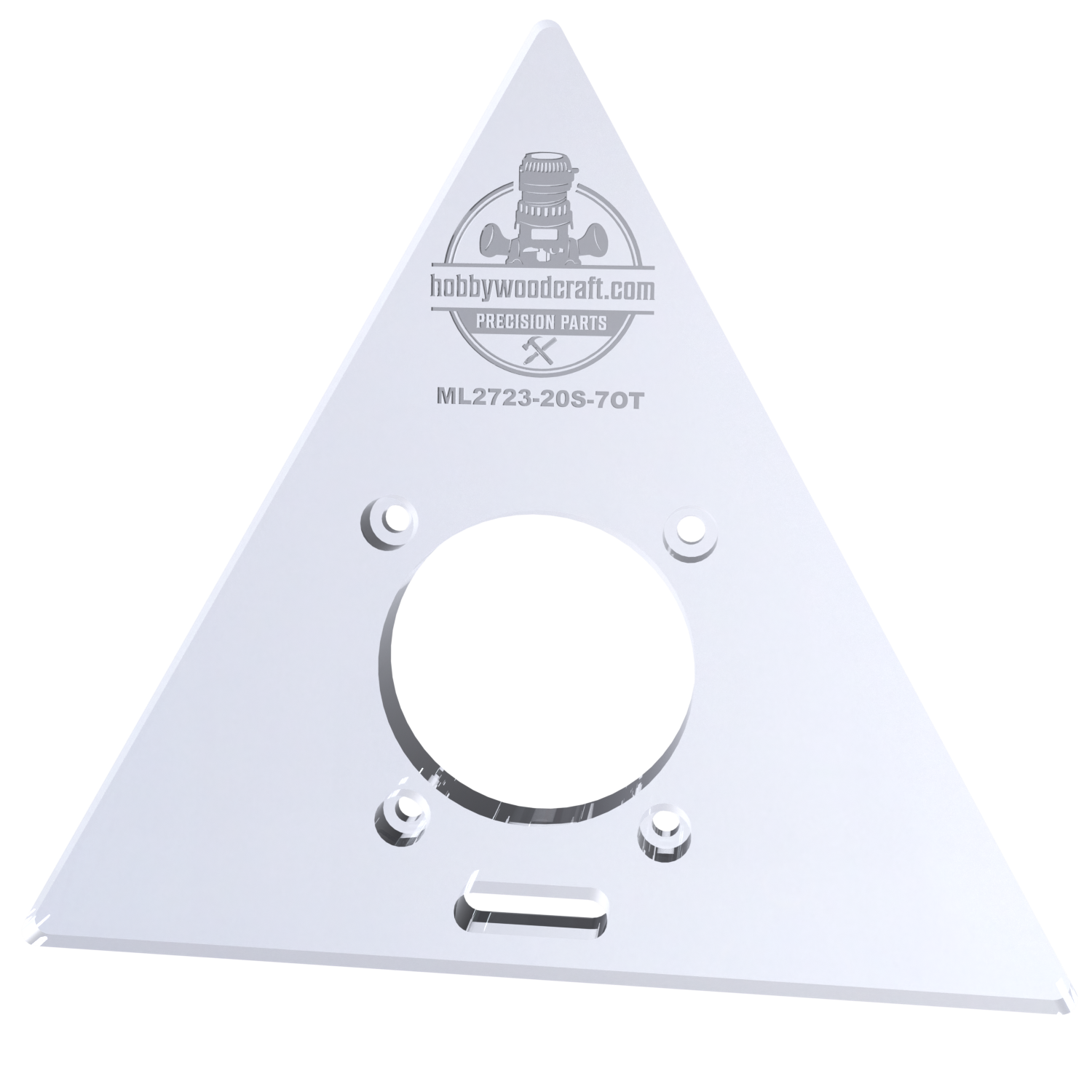 3/8″ Thick 7" Triangle baseplate upgrade with a 2" opening for Milwaukee M18 2723-20 fixed base router. - Image 4