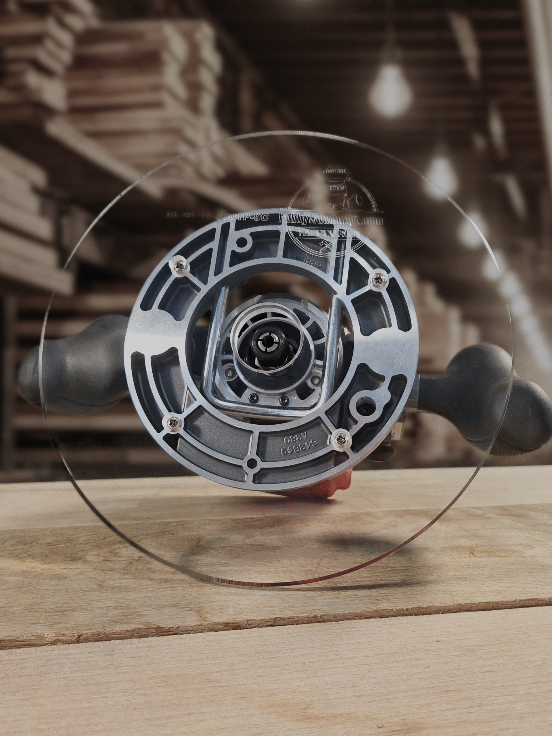 3/8″ Thick 9" circle baseplate upgrade with bushing compatibility for Milwaukee 48-10-5601 plunge base.