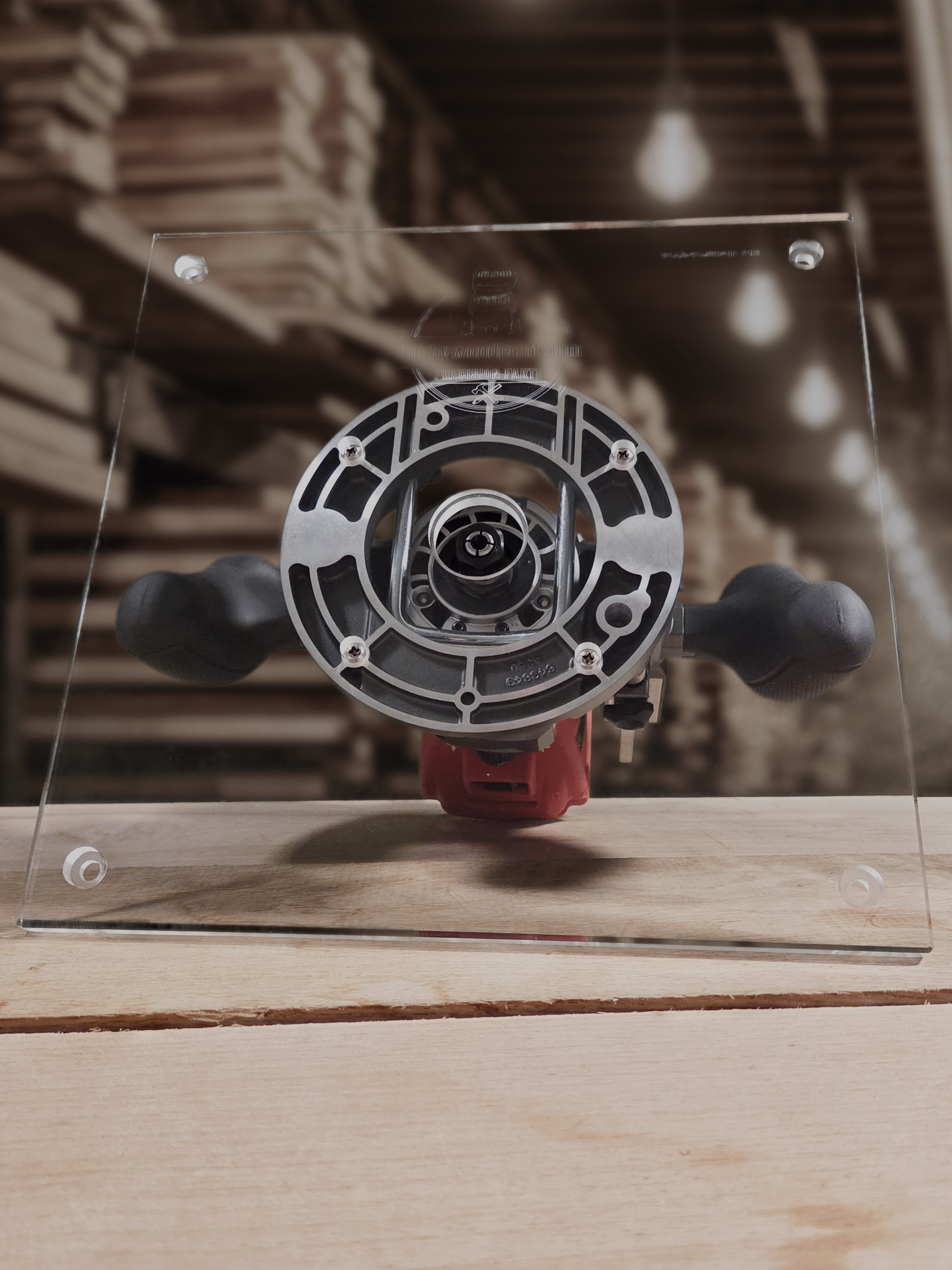 3/8″ Thick 11" square baseplate upgrade with bushing compatibility for Milwaukee 48-10-5601 plunge base.