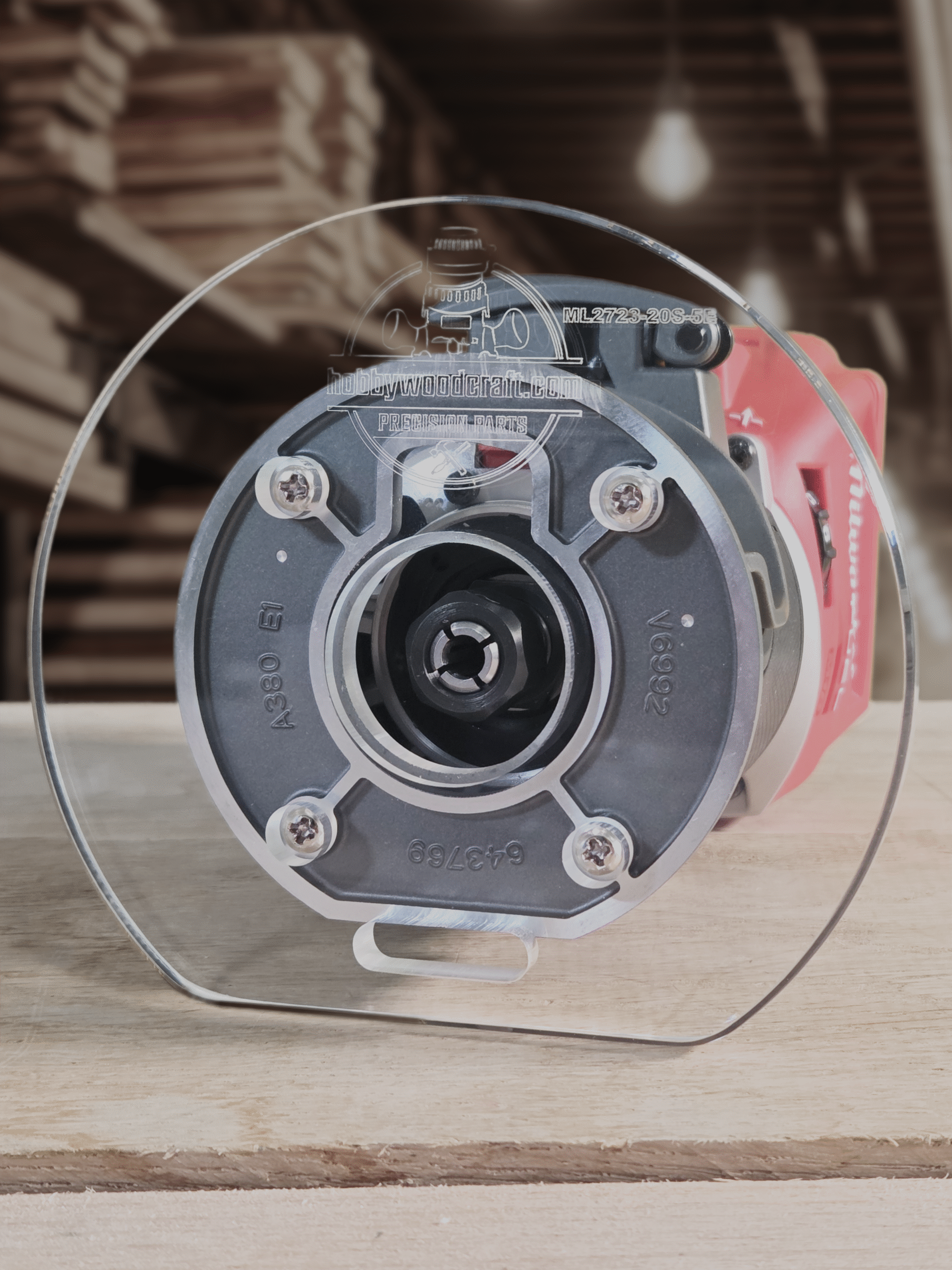 3/8″ Thick 5" baseplate upgrade with and edge and bushing compatibility for Milwaukee M18 2723-20 fixed base router.