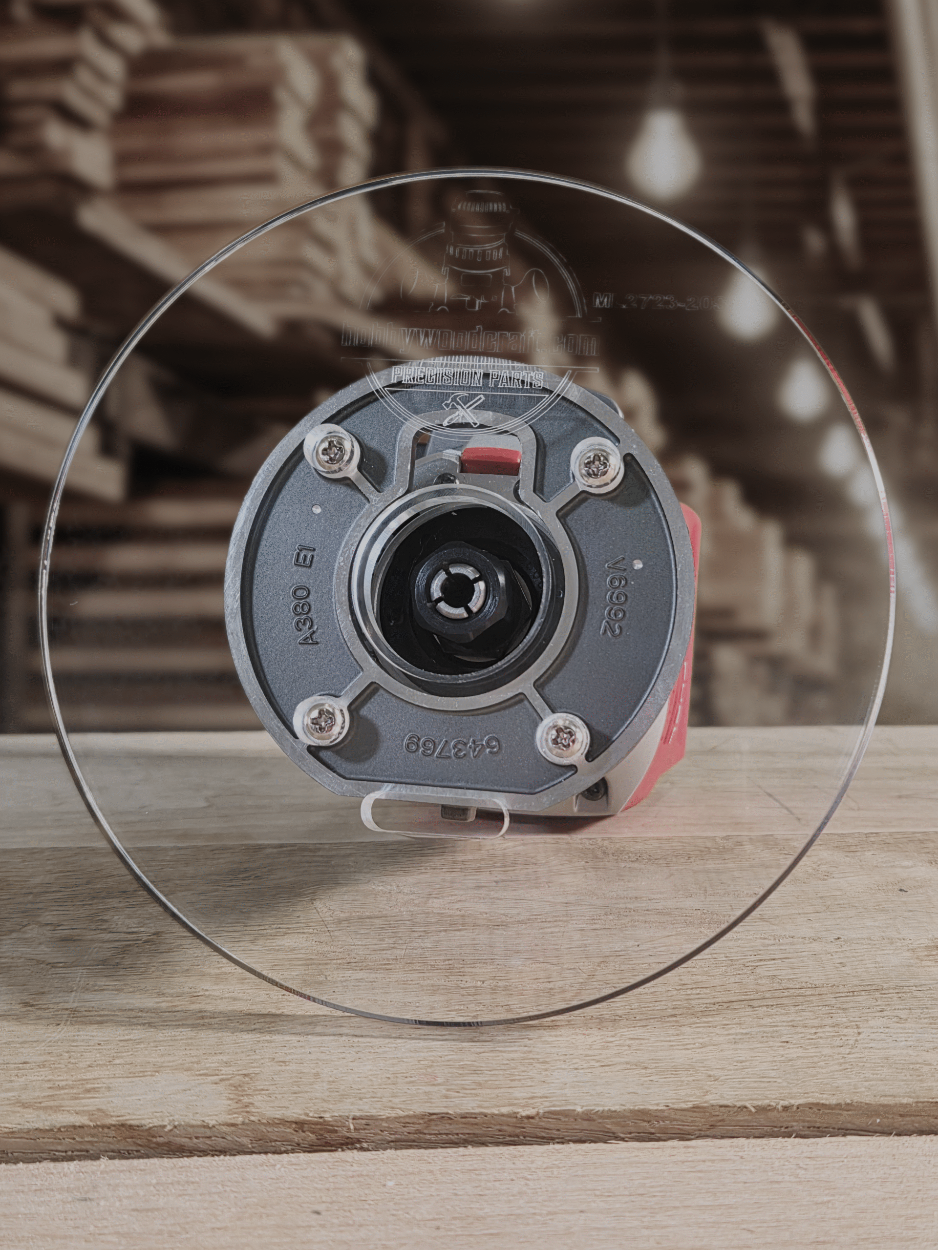 3/8″ Thick 6" circle baseplate upgrade with bushing compatibility for Milwaukee M18 2723-20 fixed base router.