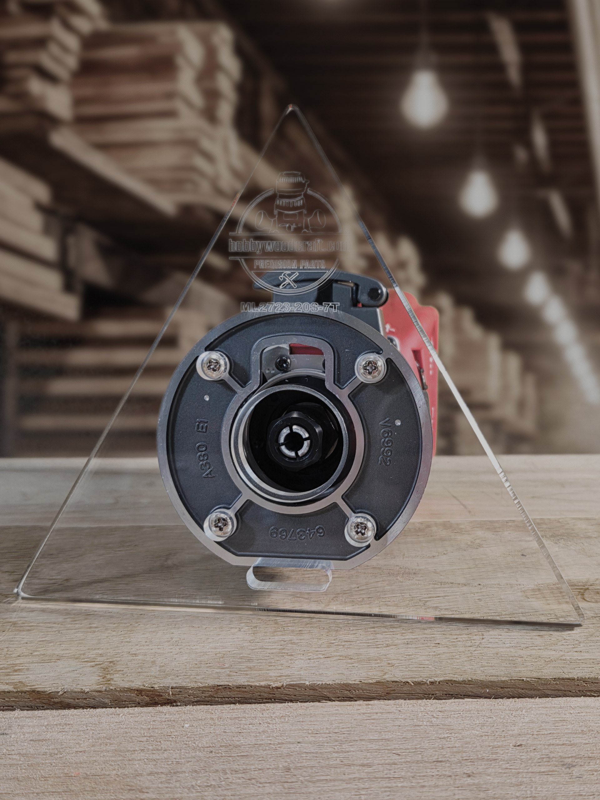 3/8″ Thick 7" Triangle baseplate upgrade with bushing compatibility for Milwaukee M18 2723-20 fixed base router.