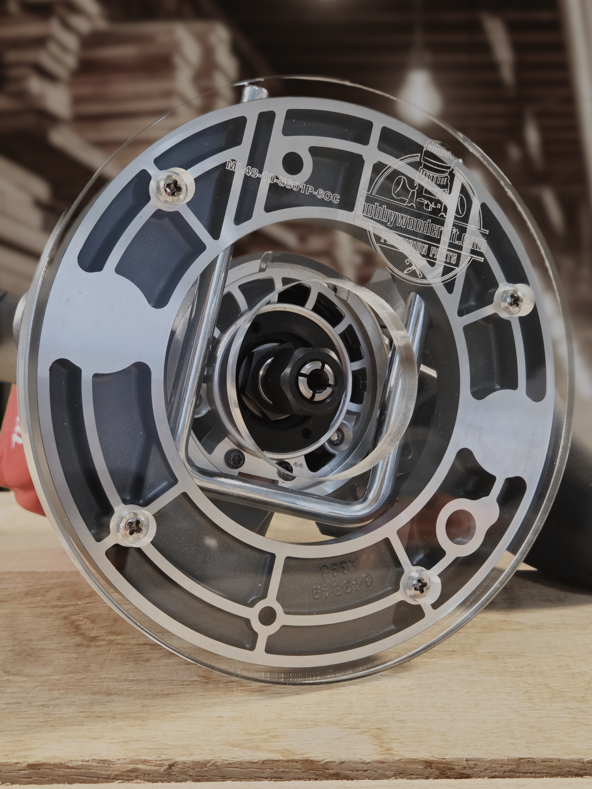 3/8″ Thick 6" circle baseplate upgrade with a 2" opening for Milwaukee 48-10-5601 plunge base. - Image 2